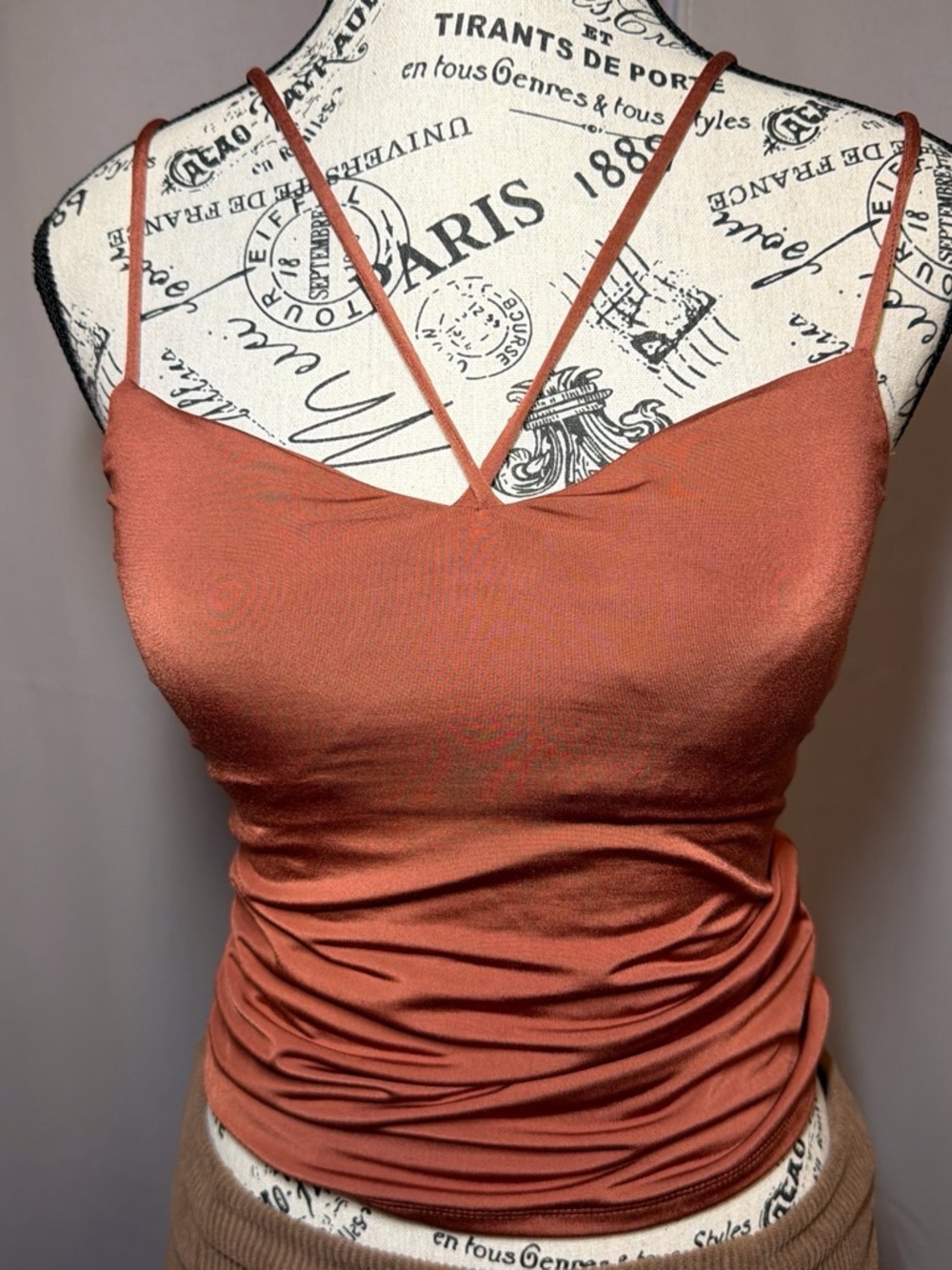 Express Rust Double-Strap Slip Cami Tank